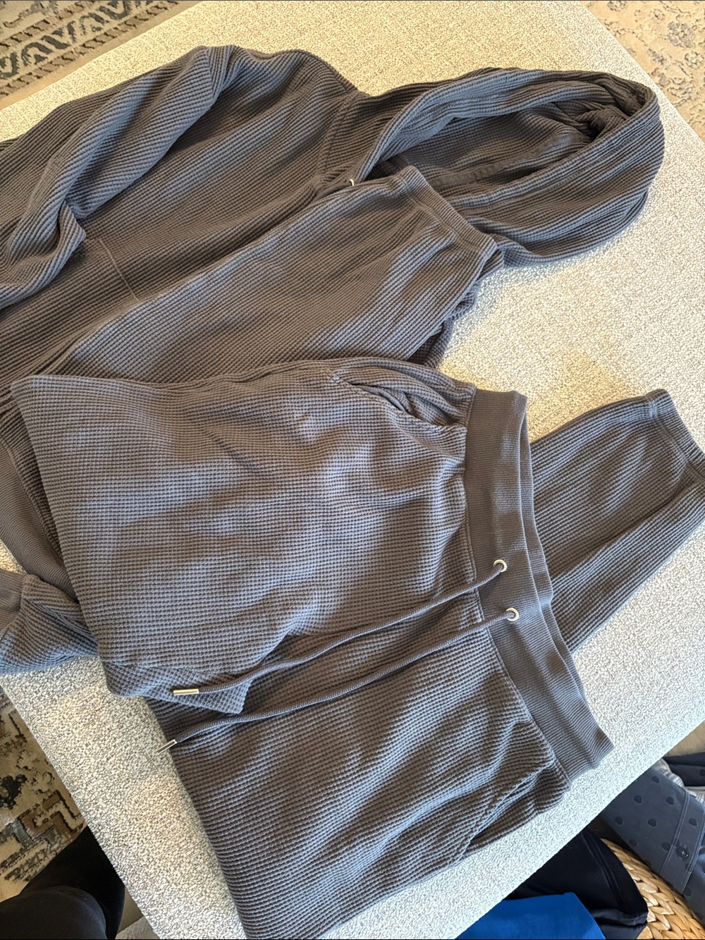 Auden Waffle-Knit Hoodie & Jogger Set in Charcoal Gray - Picture 4 of 4